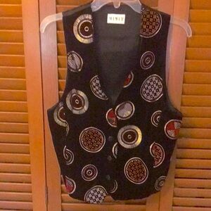 < EUC Vintage 80’S Black Velvet With Metallic Designs Vest - M (Never Worn)